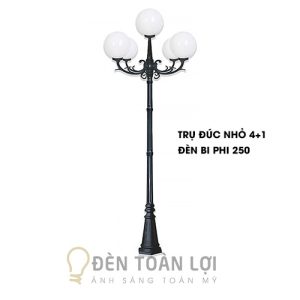 Đèn Trụ Cổng: Mẫu đèn trụ sân vườn trang trí trụ nhỏ 5 bóng bi 250mm