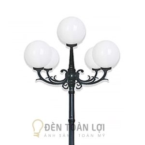 Đèn Trụ Cổng: Mẫu đèn trụ sân vườn trang trí trụ nhỏ 5 bóng bi 250mm