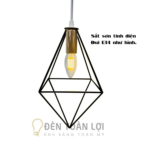 Đèn thả khối hình thoi màu đen
