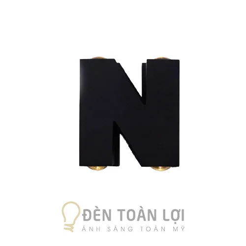Đèn vách màu đen vát hạt tường kiểu chữ cái N