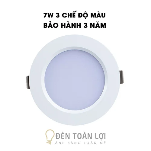 Đèn âm trần màu đen 7W 3 chế độ màu