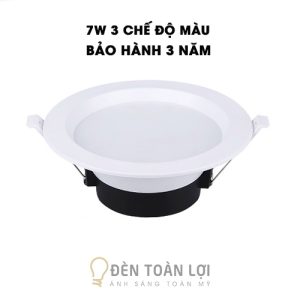 Đèn LED âm trần 7W 3 chế độ màu chóa đen bảo hành 3 năm
