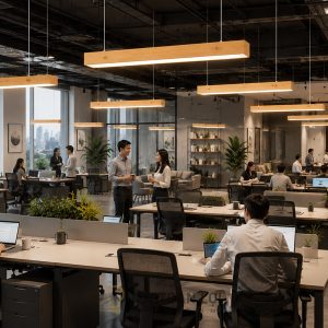 Đèn Thả Hộp Gỗ Thông Văn Phòng 600mm 18W