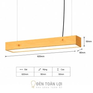 Đèn Thả Hộp Gỗ Thông Văn Phòng 600mm 18W