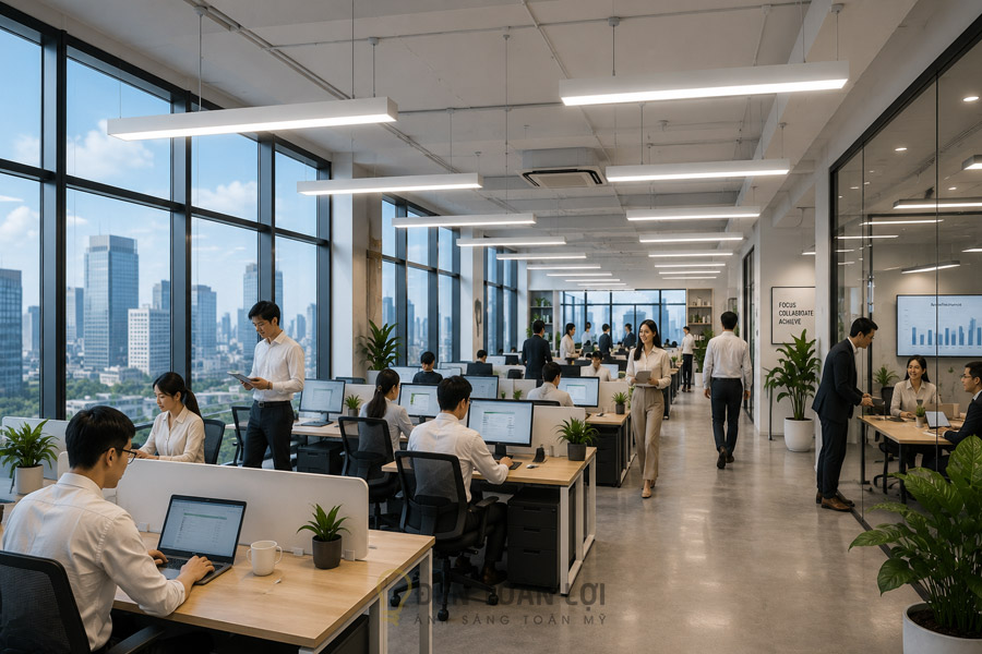 Đèn Thả Máng Thẳng máng 100mm trang trí ở văn phòng giá rẻ