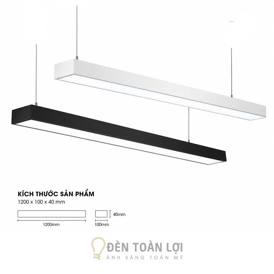 Đèn thả văn phòng trang trí 1200 x 100 x 40 - thả văn phòng
