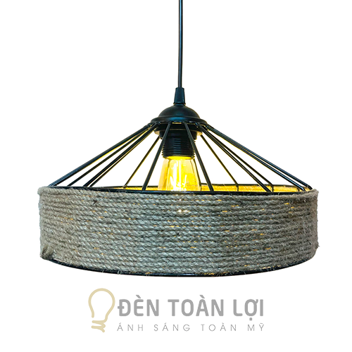 Đèn thả màu đen sắt quán thùng trang trí quán cafe phi 300-400mm