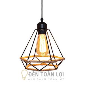 Đèn Thả: Đèn thả kim cương quấn thừng đơn giản trang trí quán cafe giá rẻ
