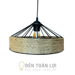 Mẫu đèn sắt quấn thừng trang trí quán cafe phi 300 400mm