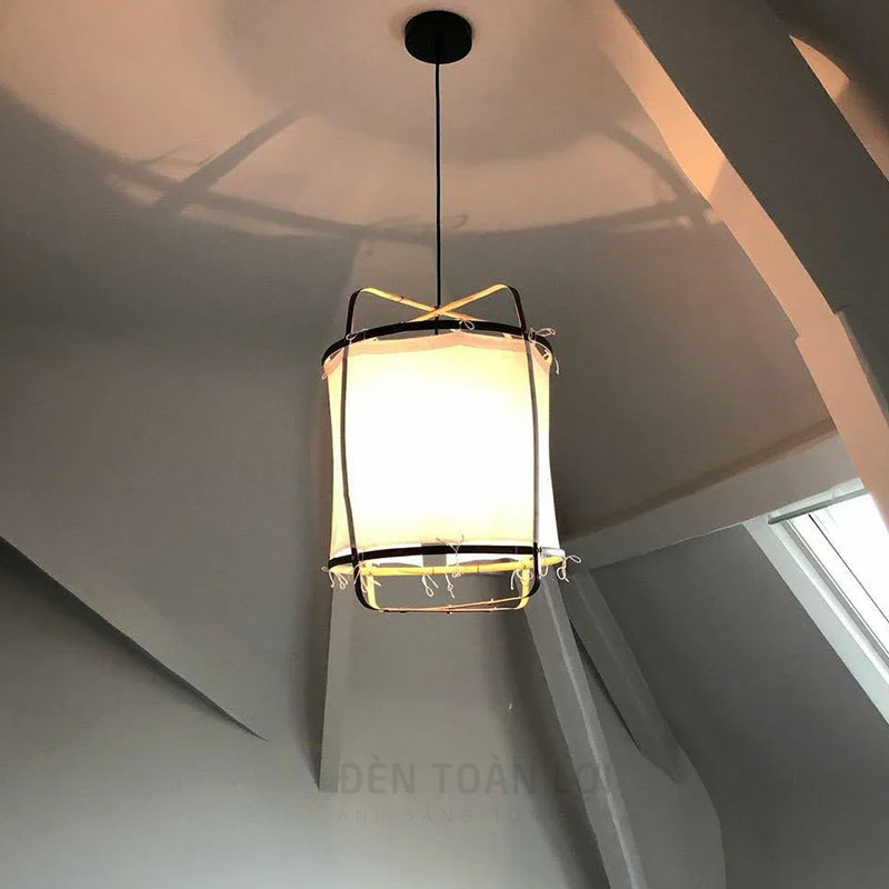 Đèn vải khung sắt đơn giản thả trần – ánh sáng ấm, tối giản | Đèn Toàn Lợi