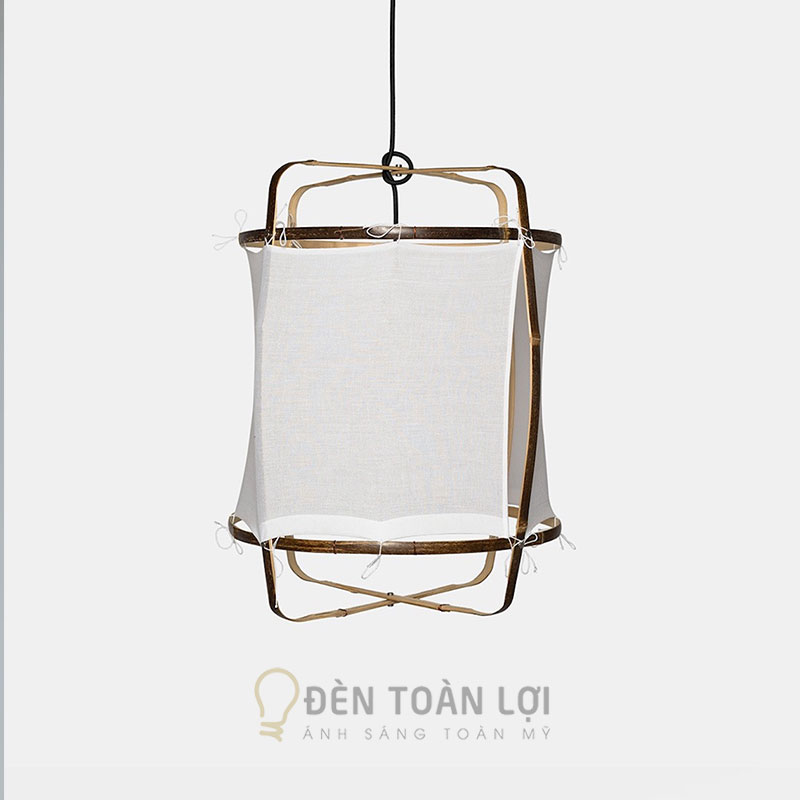 Đèn vải khung sắt đơn giản thả trần – ánh sáng ấm, tối giản | Đèn Toàn Lợi