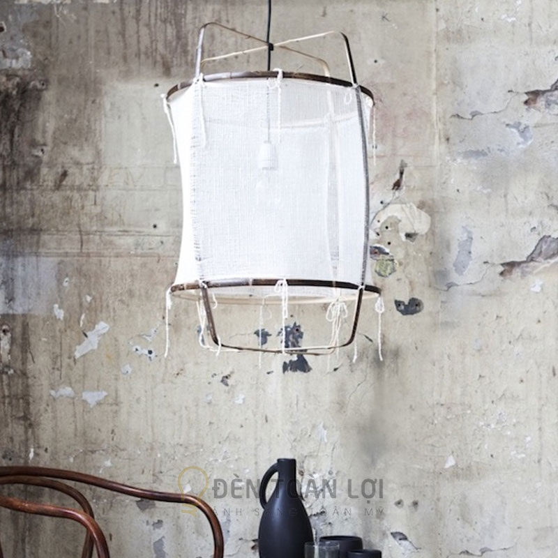 Đèn vải khung sắt đơn giản thả trần – ánh sáng ấm, tối giản | Đèn Toàn Lợi