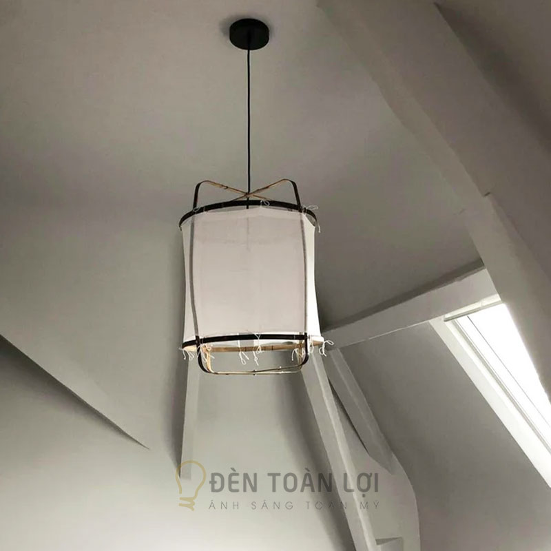 Đèn vải khung sắt đơn giản thả trần – ánh sáng ấm, tối giản | Đèn Toàn Lợi