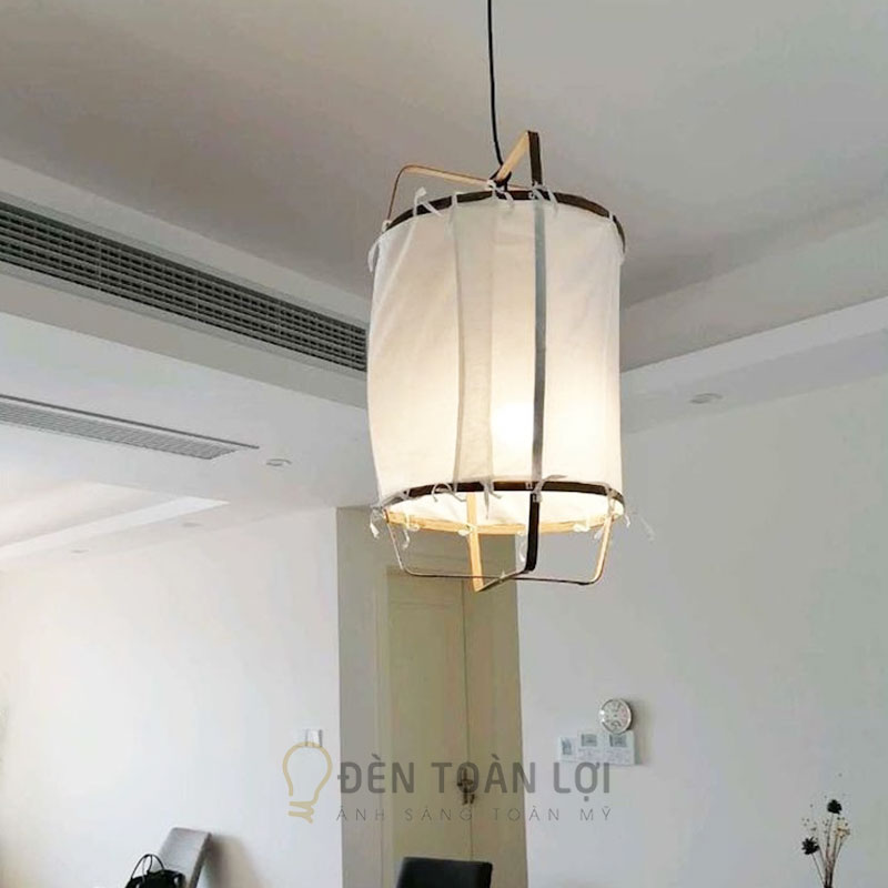 Đèn vải khung sắt đơn giản thả trần – ánh sáng ấm, tối giản | Đèn Toàn Lợi