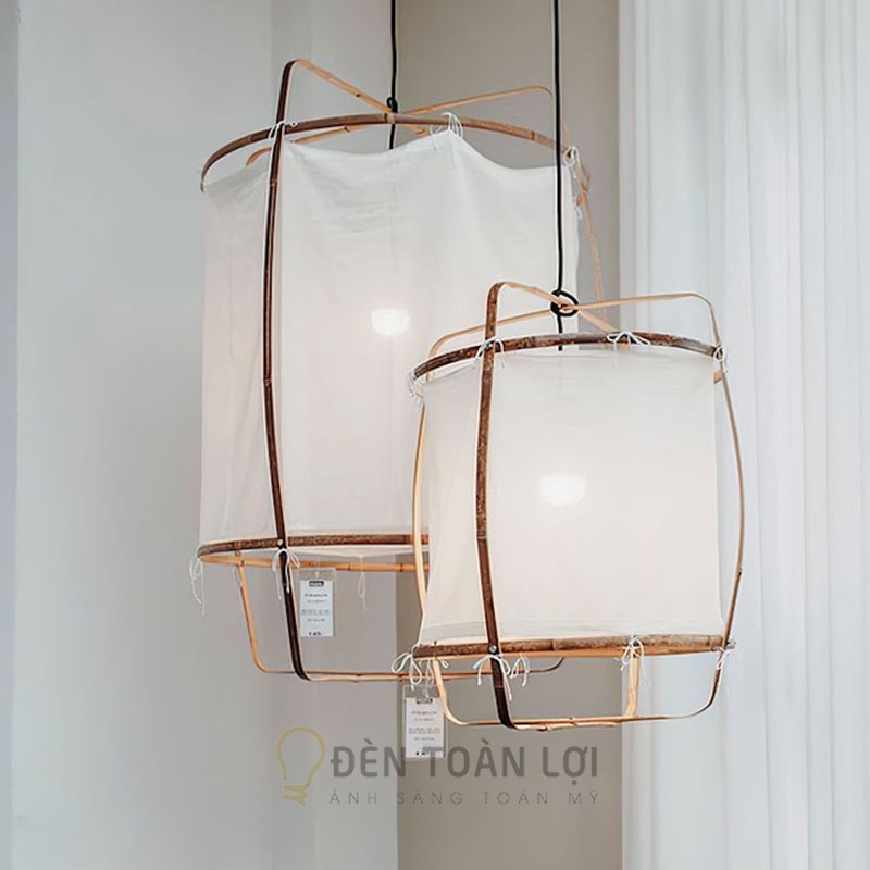 Đèn vải khung sắt đơn giản thả trần – ánh sáng ấm, tối giản | Đèn Toàn Lợi