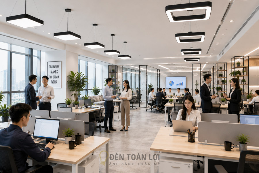 Đèn Thả Hộp Vuông D600 Văn Phòng — Bản Rỗng Và Đặc | Đèn Toàn Lợi