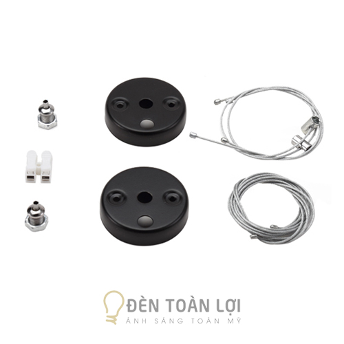 Bộ cáp đèn thả măng có nắp chụp có 2 cáp phụ