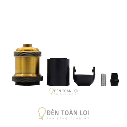 Chụp đui đèn vàng đồng và đui đèn E27
