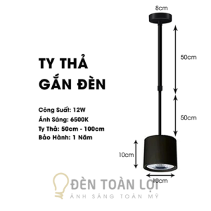 Đèn Thả: Mẫu đèn lon 12W thả trần gắn ty sắt thả trần trang trí showroom