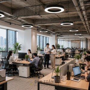 Đèn thả: Mẫu đèn thả tròn hình nhẫn trang trí văn phòng