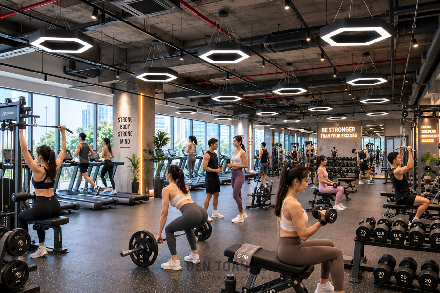 Đèn thả văn phòng lục giác rỗng phi 600