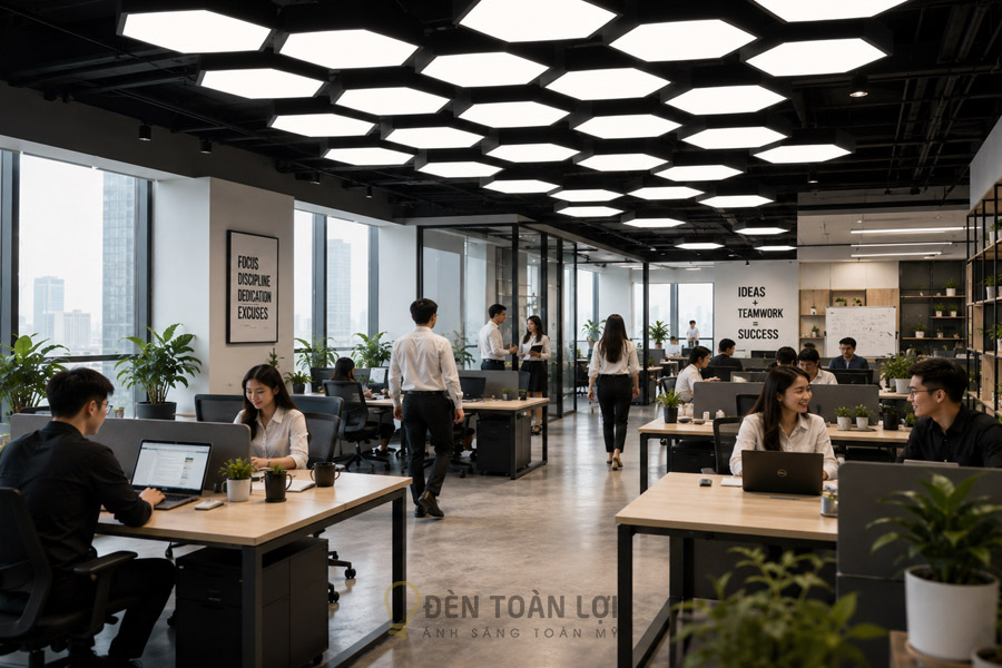 Đèn thả lục giác đặc trang trí văn phòng D600