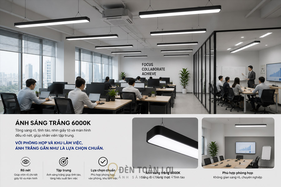 Đèn thả Máng văn phòng mặt 200 trang trí