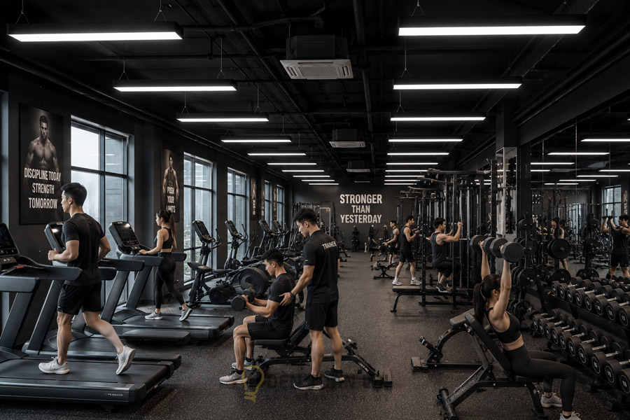 Đèn Thả Văn Phòng 1200mm cạnh bo trang trí phòng gym