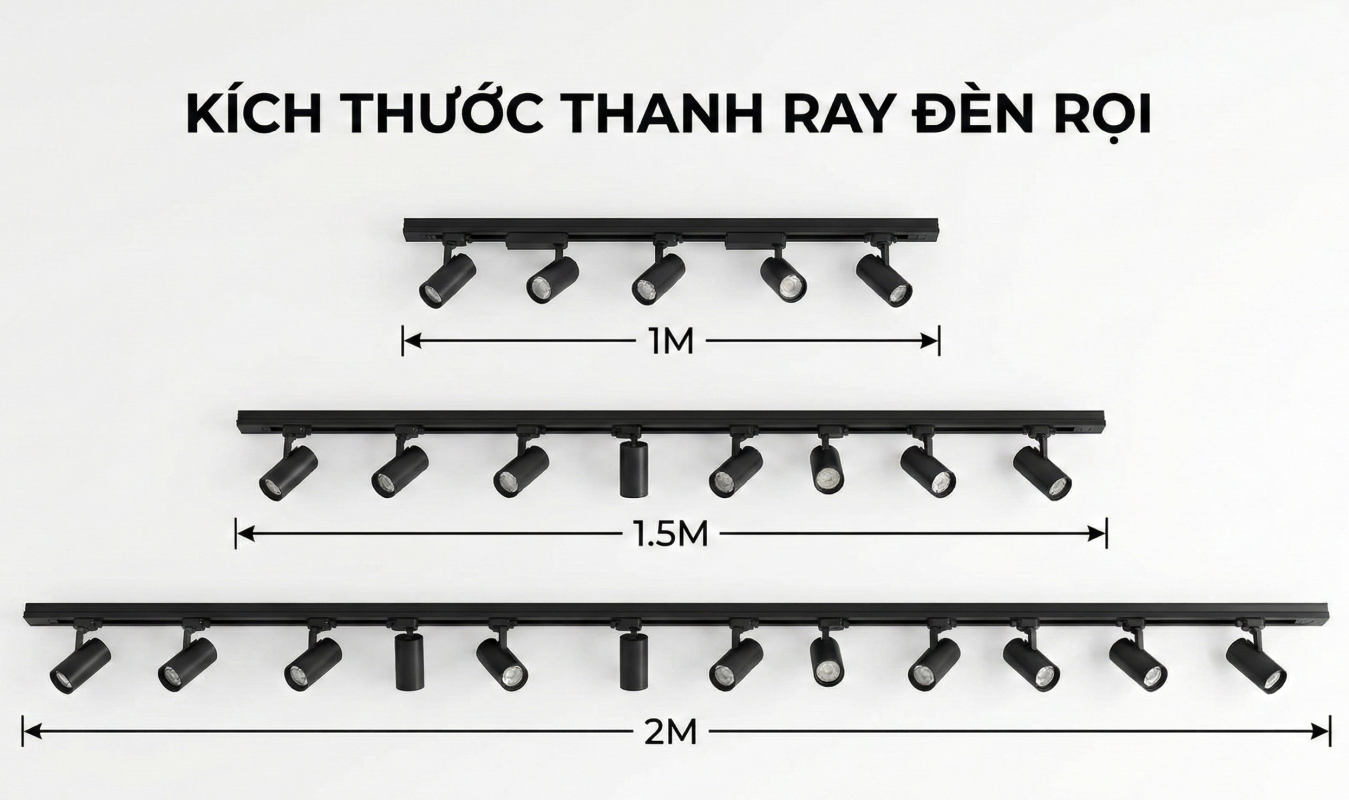 Kích thước thanh ray đèn rọi