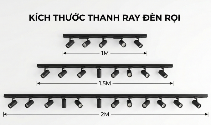 Kích thước thanh ray đèn rọi