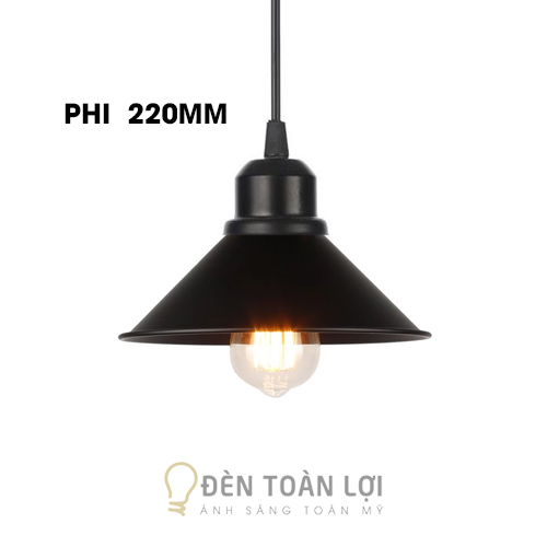 Đèn thả màu đen chao cup phi 22cm