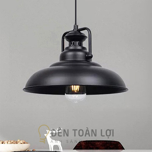 Đèn thả chao sắt đen retro lắp bóng Edison ánh vàng