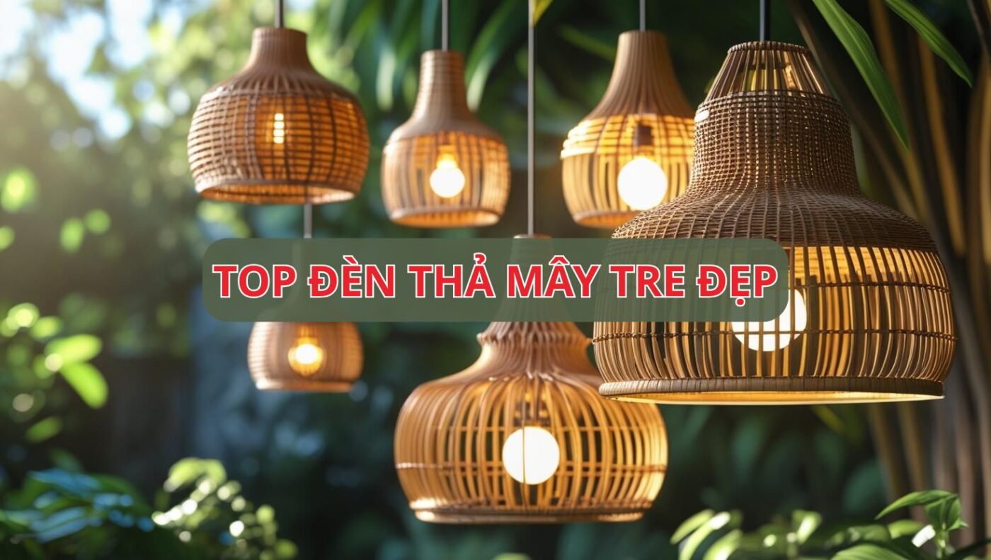 Đèn thả mây tre