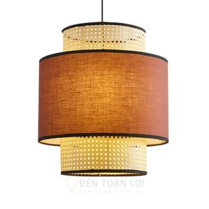 Đèn Vải: Mẫu đèn vải kết hợp mây mắt cáo kiểu trụ lồng nhau