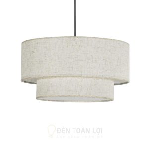 Mẫu đèn vải kiểu trụ tròn 2 tầng thả trần trang trí