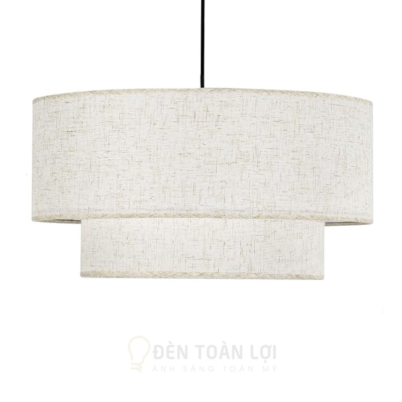 Mẫu đèn vải kiểu trụ tròn 2 tầng thả trần trang trí