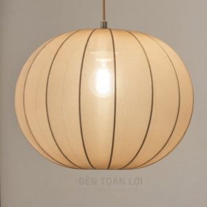 Bộ đèn vải thả trần 3 dáng tròn bầu dài trang trí phòng khách, bàn sofa