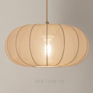 Bộ đèn vải thả trần 3 dáng tròn bầu dài trang trí phòng khách, bàn sofa