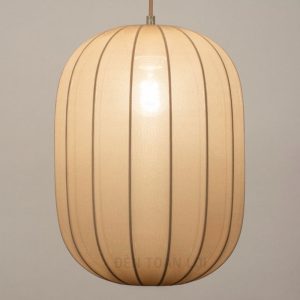 Bộ đèn vải thả trần 3 dáng tròn bầu dài trang trí phòng khách, bàn sofa