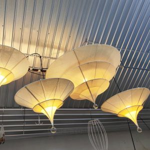 Đèn vải hình nón nhiều tầng thả trần trang trí phong cách vintage hoài cổ