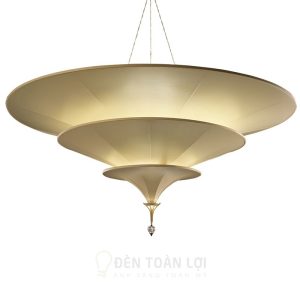 Đèn vải hình nón nhiều tầng thả trần trang trí phong cách vintage hoài cổ