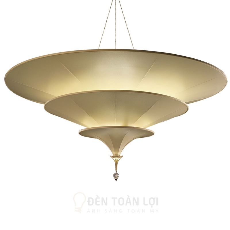 Đèn vải hình nón nhiều tầng thả trần trang trí phong cách vintage hoài cổ