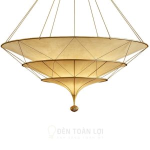 Đèn vải hình nón nhiều tầng thả trần trang trí phong cách vintage hoài cổ