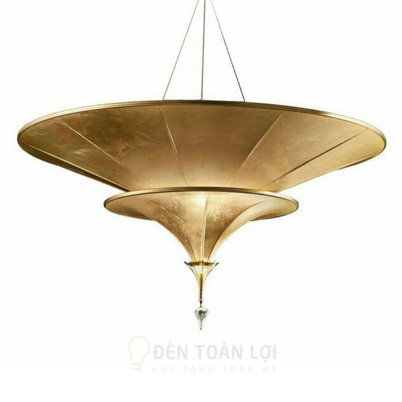 Đèn vải hình nón nhiều tầng thả trần trang trí phong cách vintage hoài cổ