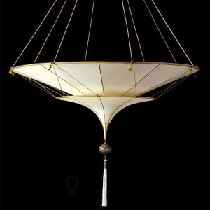 Đèn vải hình nón nhiều tầng thả trần trang trí phong cách vintage hoài cổ