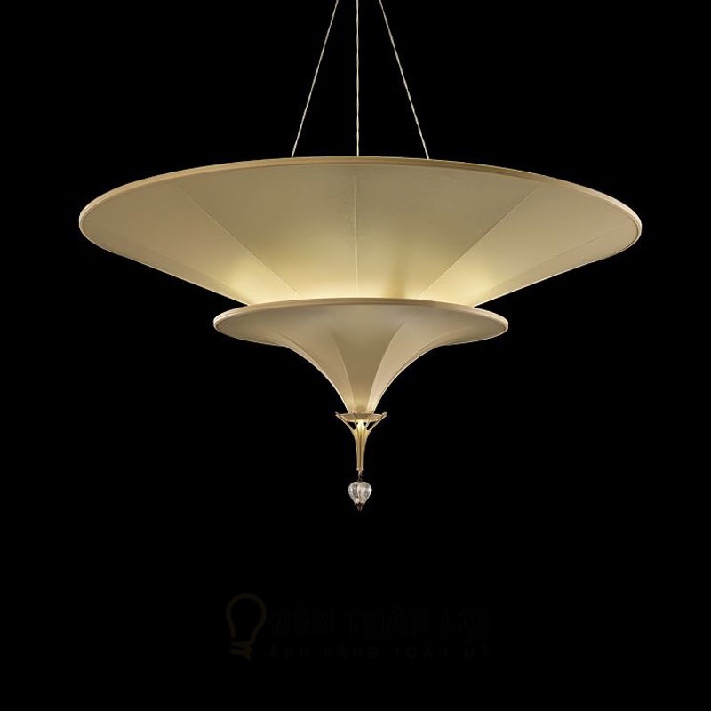 Đèn vải hình nón nhiều tầng thả trần trang trí phong cách vintage hoài cổ