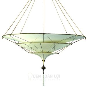 Đèn vải hình nón nhiều tầng thả trần trang trí phong cách vintage hoài cổ