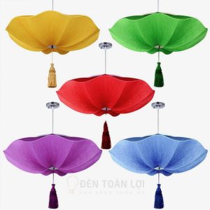 Đèn Vải Lá Sen Trang Trí Nhà Hàng Chay, Phòng Thiền, Chùa Chiền