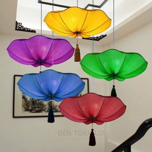 Đèn Vải Lá Sen Trang Trí Nhà Hàng Chay, Phòng Thiền, Chùa Chiền