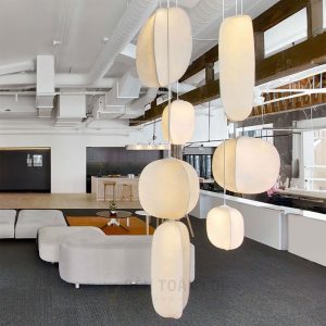 Đèn vải trái khế thả chùm trang trí không gian phòng khách